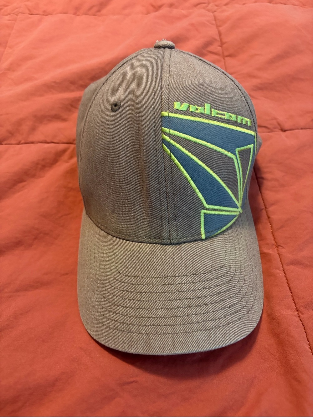 Volcom Gray Hat with Neon Green Logo Accent